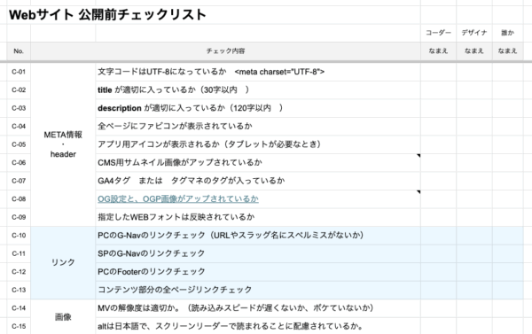 Web制作 公開前チェック