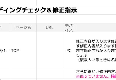 コーディングチェック表