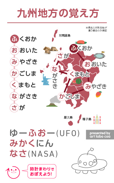 都道府県おぼえようMAP 九州地方語呂あわせ